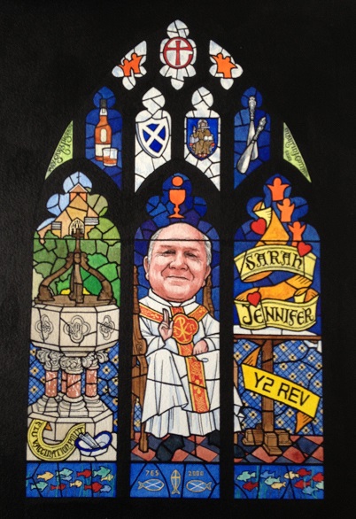 Illustration of Rev. Gary Ingram in stained glass!